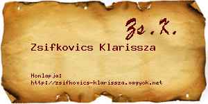 Zsifkovics Klarissza névjegykártya